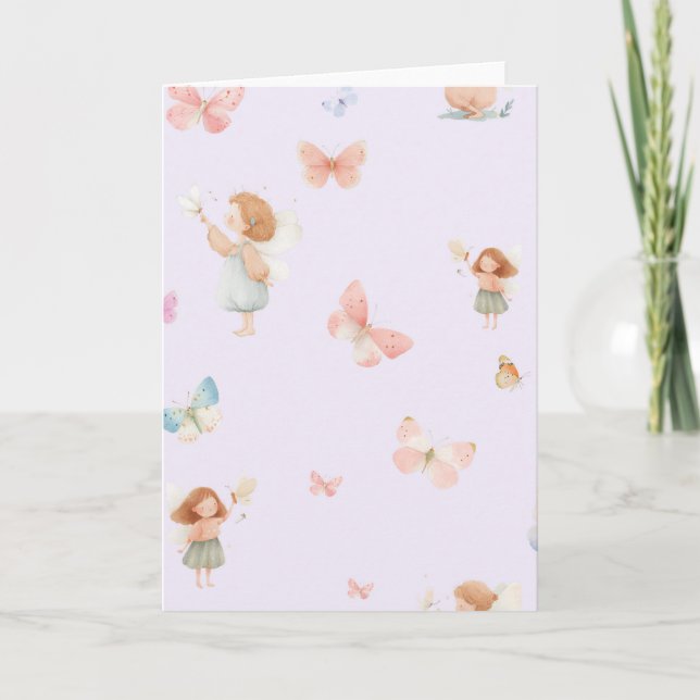 Carte Motif de fée pastel, design de papillon mignon pou (Devant)