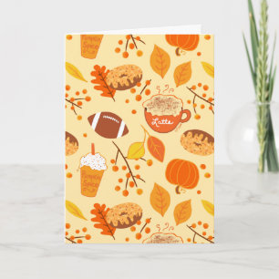 Carte Motif de feuilles d'automne, de football et de pum