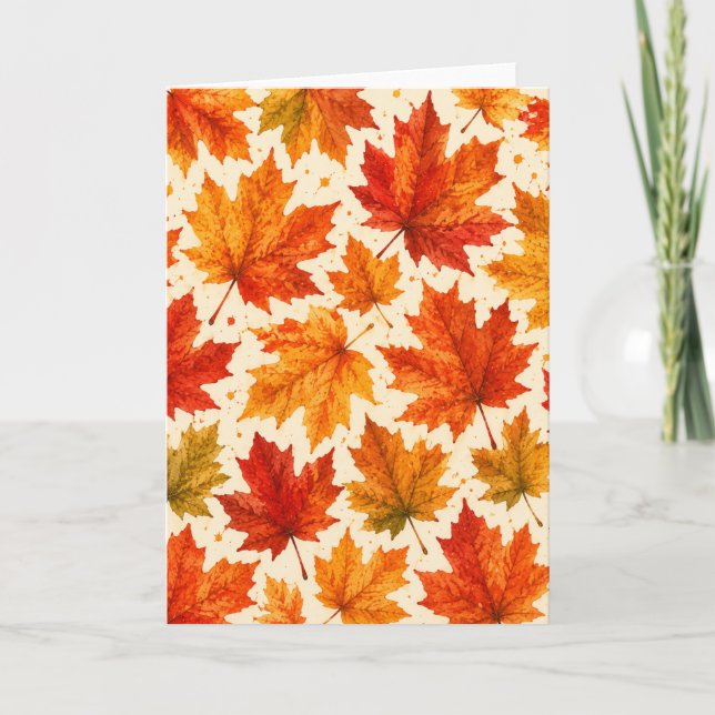 Carte Motif de feuilles d'érable d'automne | Feuille rou (Devant)