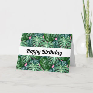 Carte Motif de feuilles tropicales - Anniversaire de feu