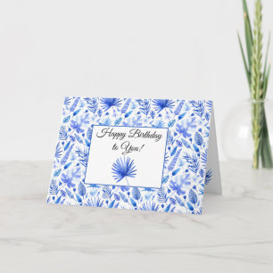 Carte Motif de feuilles tropicales bleu cobalt pour un j