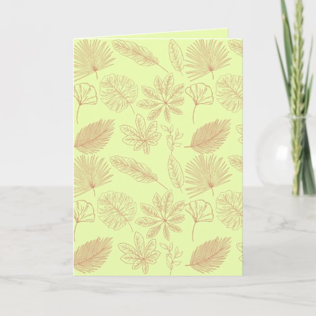 Carte Motif de feuilles vert pastel et beige  (Devant)