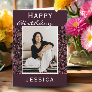 Carte Motif de fleurs photo Anniversaire