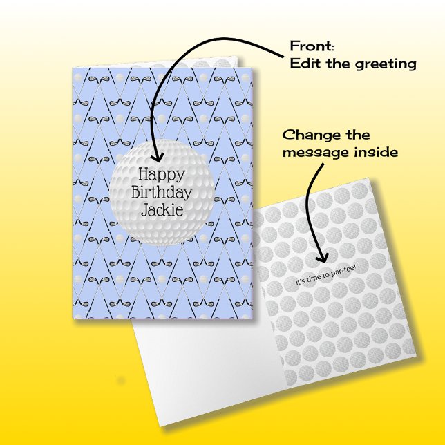 Carte Motif de golf nom personnalisé anniversaire (Créateur téléchargé)
