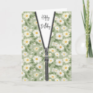 Carte Motif de marguerite blanche avec Zipper pour anniv