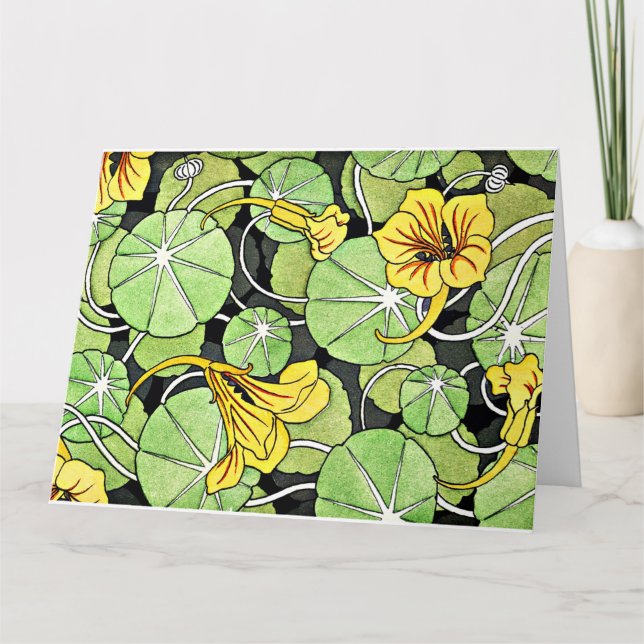 Carte Motif de Nasturtium doré Art nouveau (Devant)