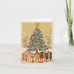 Carte Motif de Noël, avec des cadeaux sous l'arbre de No