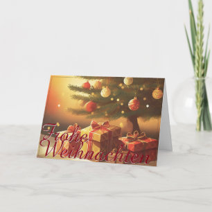 Carte Motif de Noël avec des cadeaux sous l'arbre de Noë