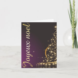 Carte Motif de Noël pourpre avec de Noël dorarbre
