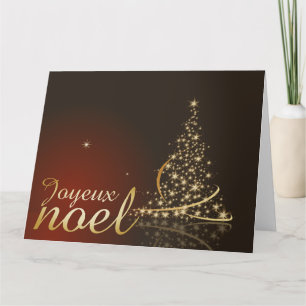 Carte Motif de Noël rouge avec arbre de Noël doré