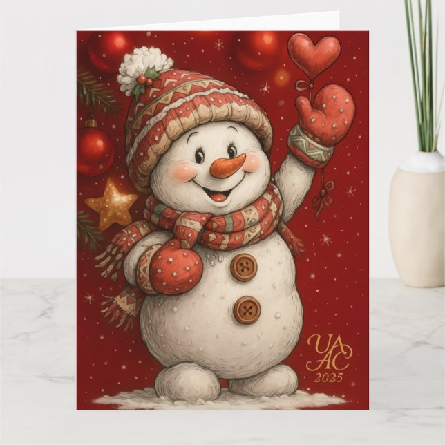 Carte Motif de Noël sur fond rouge (Devant)