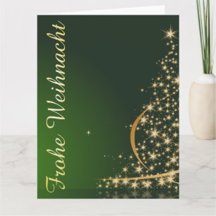 Carte Motif de Noël vert avec arbre de Noël doré