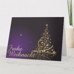 Carte Motif de Noël violet foncé avec sapin de Noël