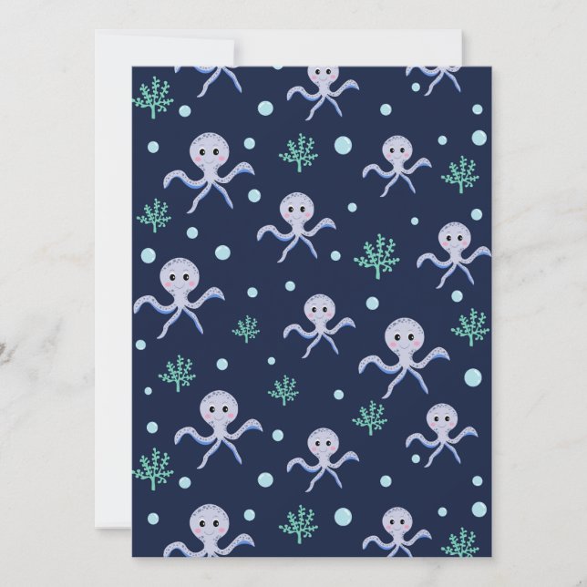 Carte Motif de Pieuvre Mignonne (Devant)