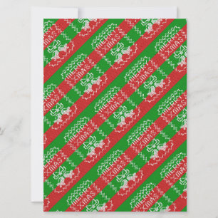 Carte Motif de pull moche avec grelots Joyeux Noël laine