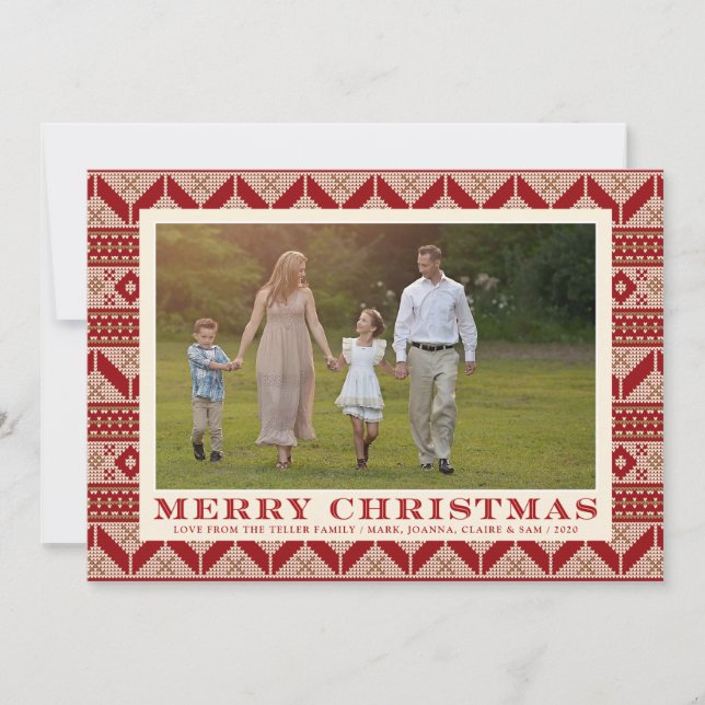 Carte Motif de pull tricoté Fair Isle pour Noël (Devant)