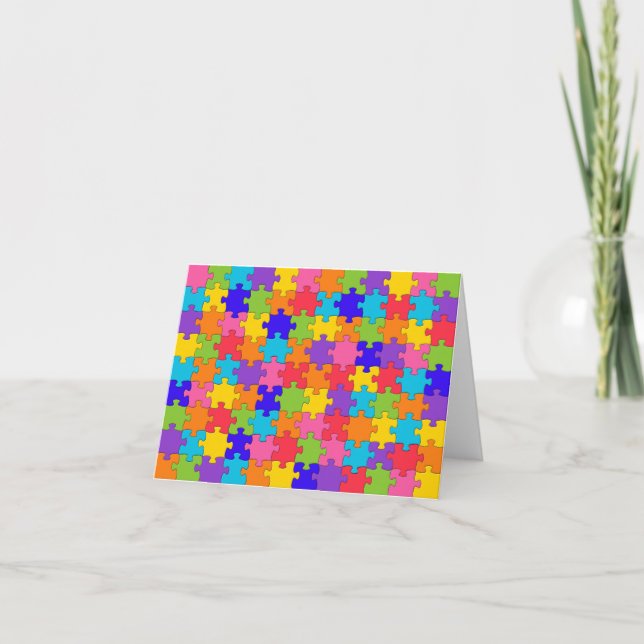 Carte Motif de puzzle - Pièces multicolores (Devant)