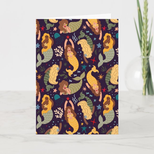 Carte Motif de Sirène | Vierge (Devant)