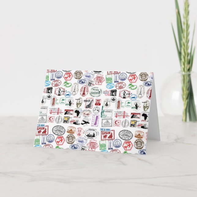 Carte Motif de timbres de voyage (Devant)