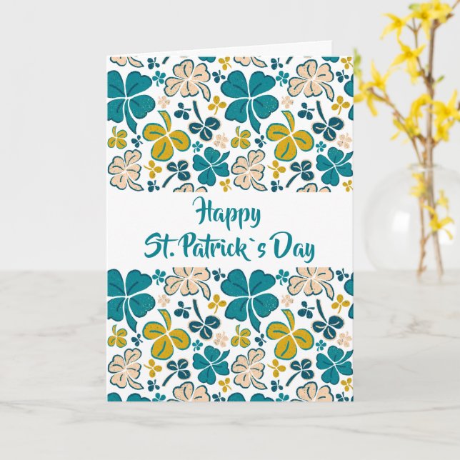 Carte Motif de trèfle vert pour la Saint-Patrick (Fleur jaune)