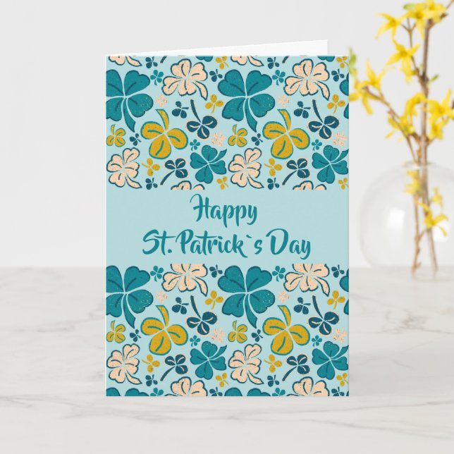 Carte Motif de trèfle vert Shamrock St. Patrick's Day Ca (Fleur jaune)