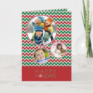 Carte Motif de vacances Chevron (rouge/vert)
