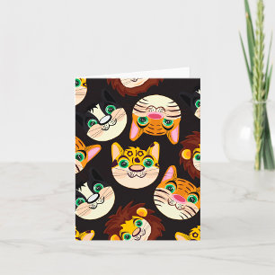 Carte Motif de visages d'animaux Chats Lions Chiens