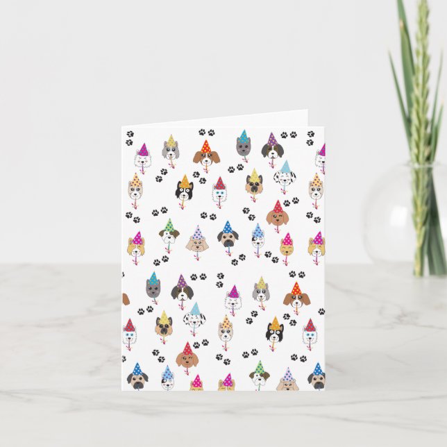 Carte Motif des chiens de fête d'anniversaire (Devant)