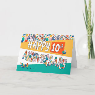 Carte Motif des couleurs vives du 10e anniversaire de l'