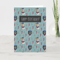 Motif des marins de chat et de chien | Joyeux anni