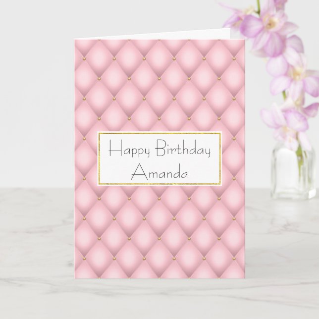 Carte Motif Diamond Tufted Rose de luxe Anniversaire (Orchidée)