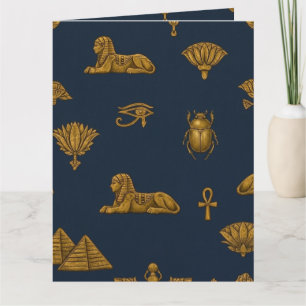 Carte Motif Égyptien Minimaliste Navy & Or Antique