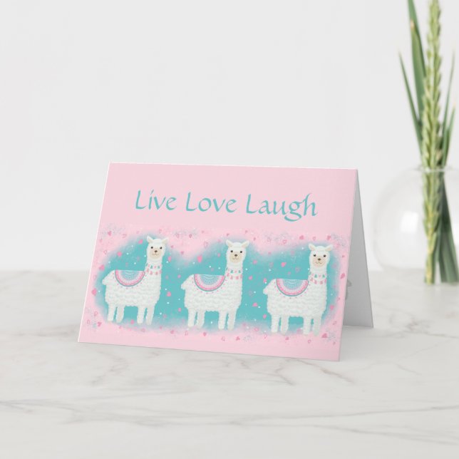 Carte Motif en lama rose et menthe (Devant)
