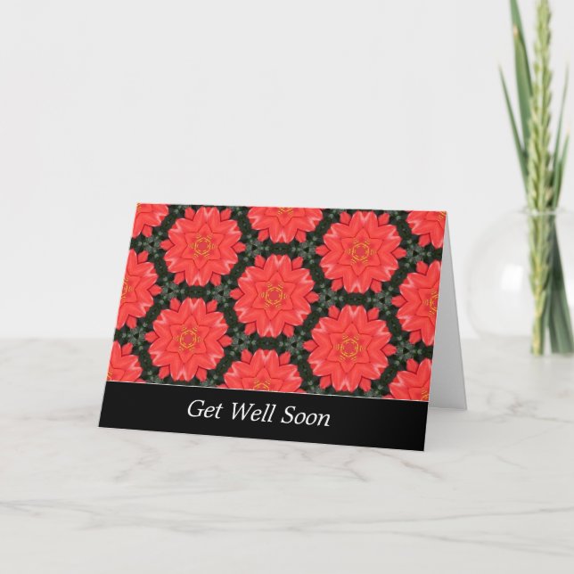Carte Motif Fleur Rouge - Se Bien (Devant)