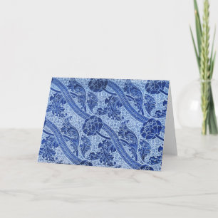 Carte Motif floral Art Nouveau bleu joli