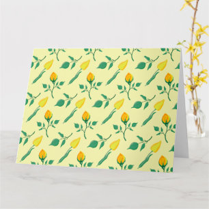 Carte Motif floral avec rose jaune et fleurs de tulipe