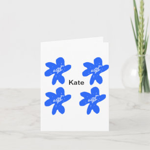 Carte Motif floral bleu aquarelle ajouter nom texte