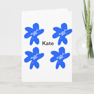 Carte Motif floral bleu aquarelle ajouter nom texte