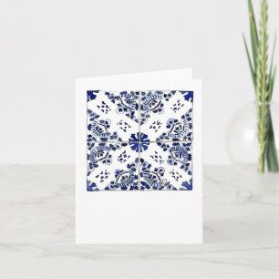 Carte Motif floral bleu et blanc de tuile