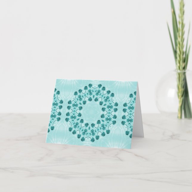 Carte Motif floral, bleu Turquoise (Devant)