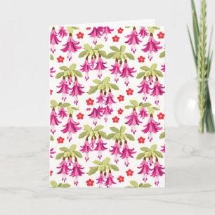 Carte Motif floral fuchsia rose – Botanique rétro