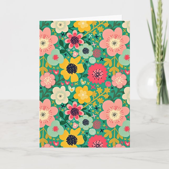 Carte Motif floral funky (Devant)