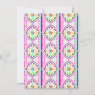 Carte Motif floral géométrique rose et or chic