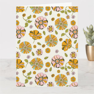 Carte Motif floral rétro des années 70