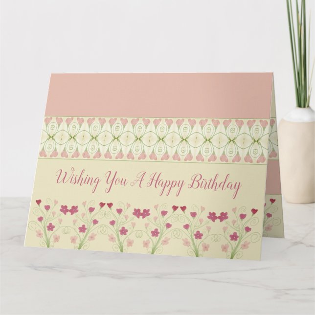Carte Motif Floral rose (Devant)