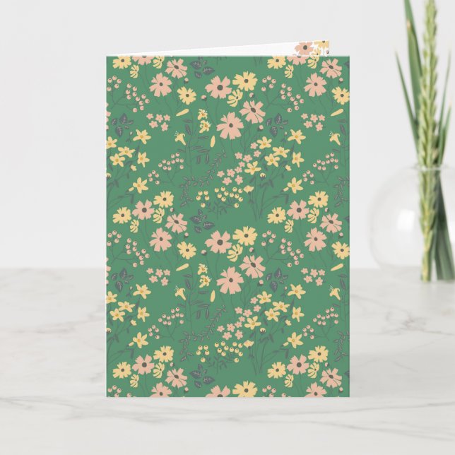 Carte Motif floral vert bohème moderne (Devant)