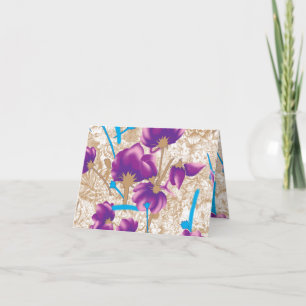 Carte Motif floral vif avec violet et bleu f