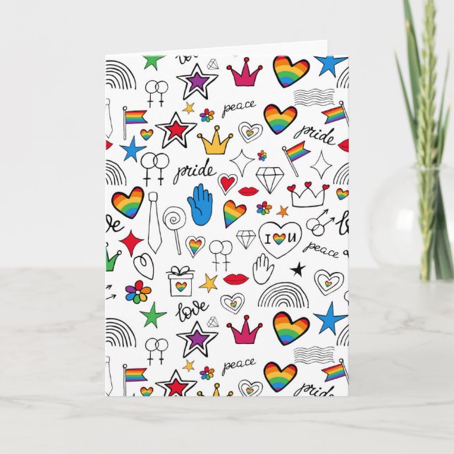 Carte Motif gay pride Doodle (Devant)
