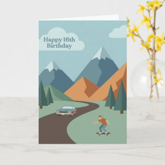 Carte Motif géométrique bleu moderne pour 16e anniversai