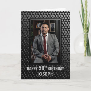Carte Motif géométrique noir pour 50e anniversaire avec